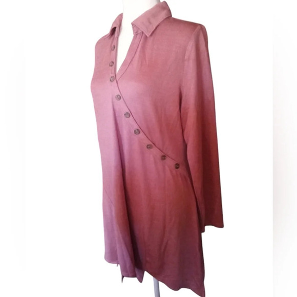 Soft Surroundings Dusty Rose Tamara Tunic Top Button Detail Size Medium - Picture 5 of 7